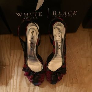 WHBM Red and Black Dress Shoes, Size 8.5 Women’s